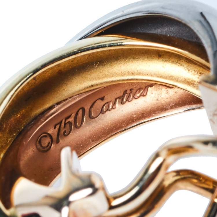 Pre Owned Cartier Trinity 18K Three Tone Gold Hoop Earrings
