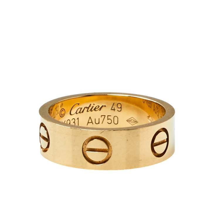 Pre Owned Cartier Love 18K Yellow Gold Ring Size 49