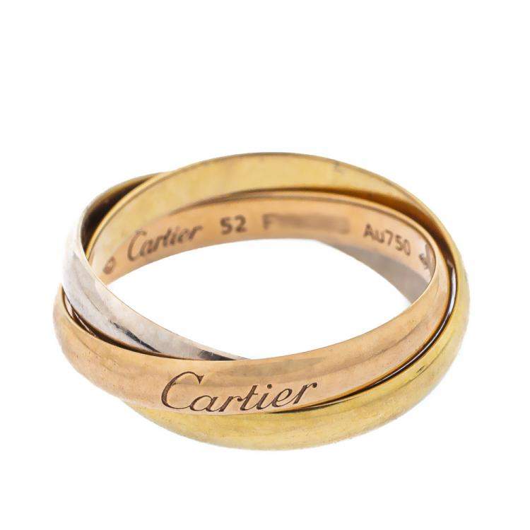 Pre Owned Cartier Trinity 18K Three Tone Gold Ring Size 52