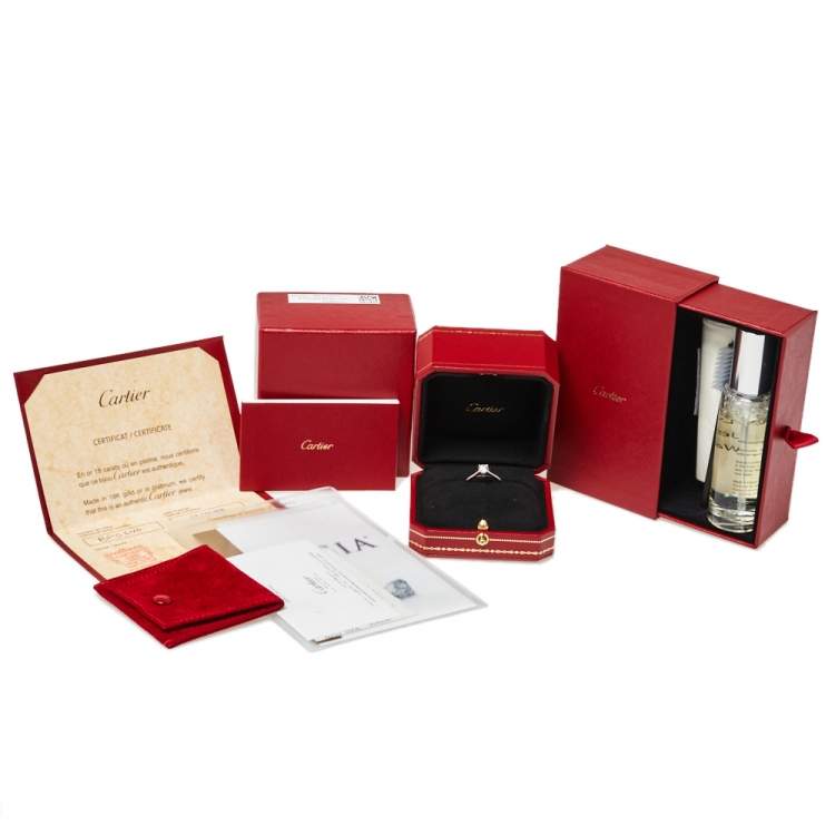 Pre Owned Cartier Solitaire 1895 0.58ct Diamond Platinum Engagement Ring Size 53