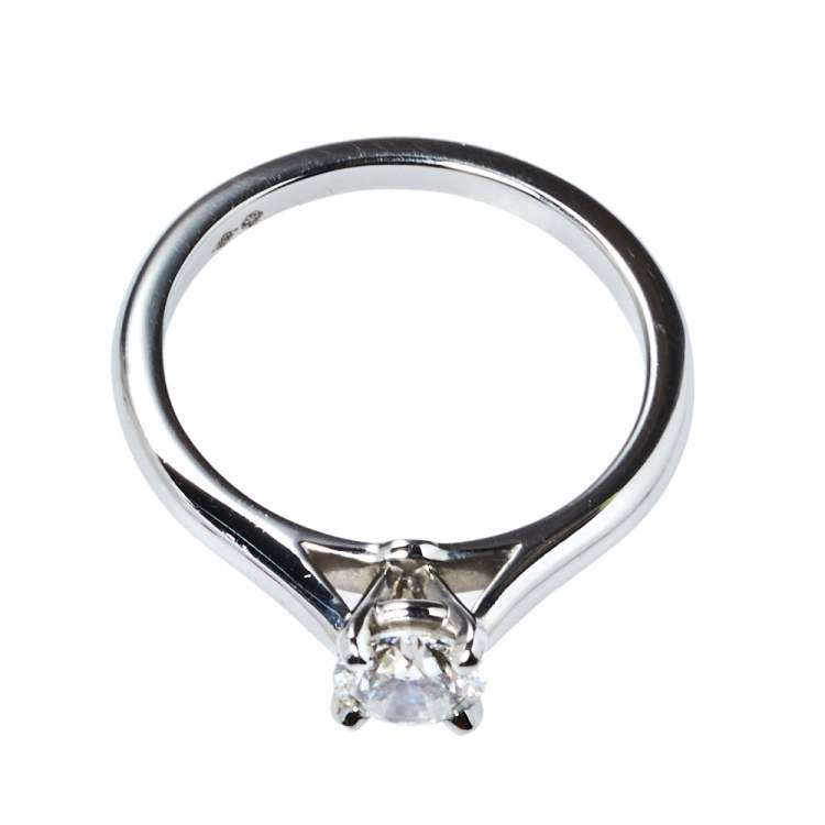 Pre Owned Cartier Solitaire 1895 0.58ct Diamond Platinum Engagement Ring Size 53