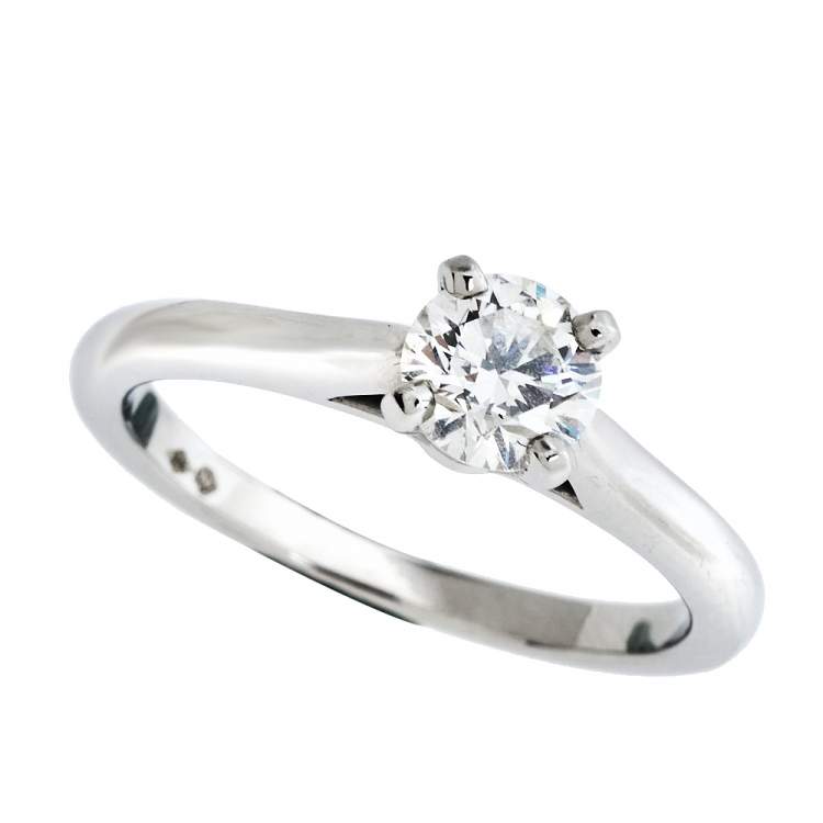 Pre Owned Cartier Solitaire 1895 0.58ct Diamond Platinum Engagement Ring Size 53