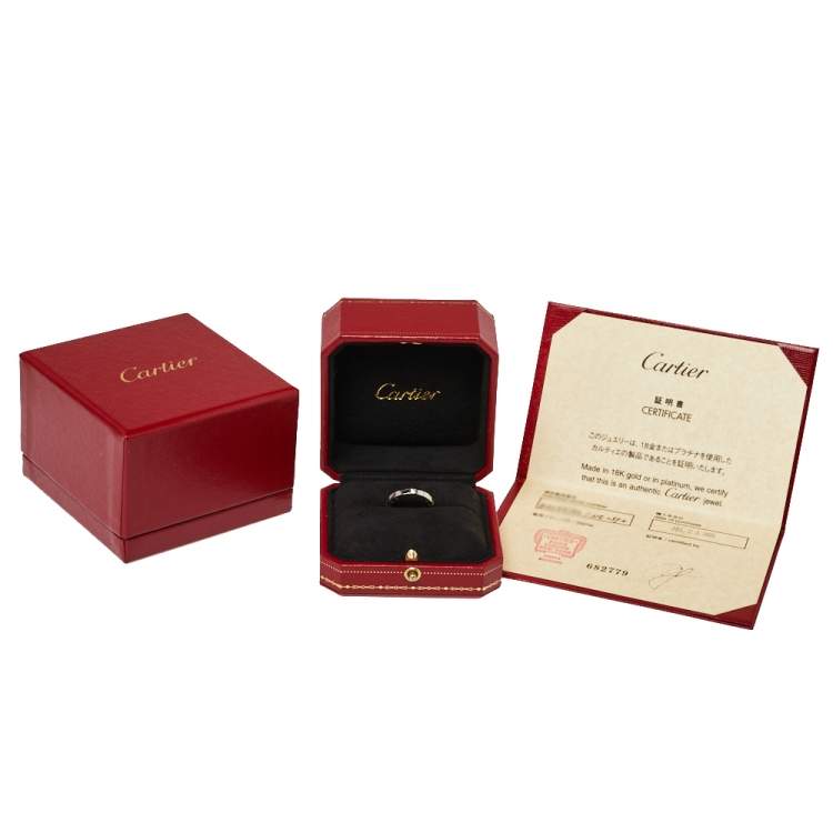 Pre Owned Cartier Lanières Diamond 18K White Gold Band Ring Size 50