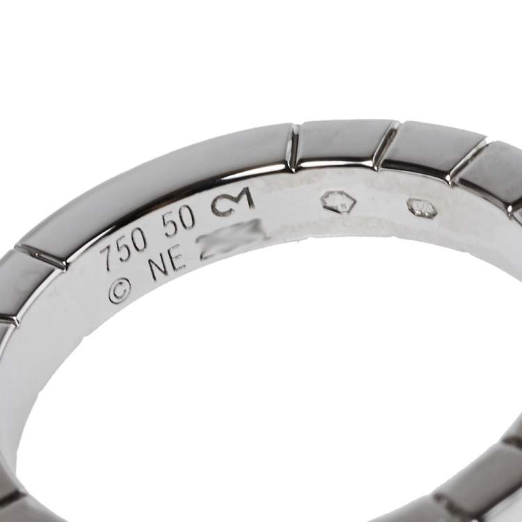 Pre Owned Cartier Lanières Diamond 18K White Gold Band Ring Size 50