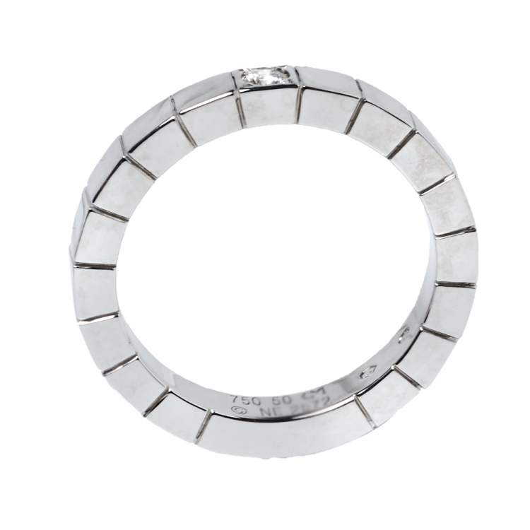 Pre Owned Cartier Lanières Diamond 18K White Gold Band Ring Size 50