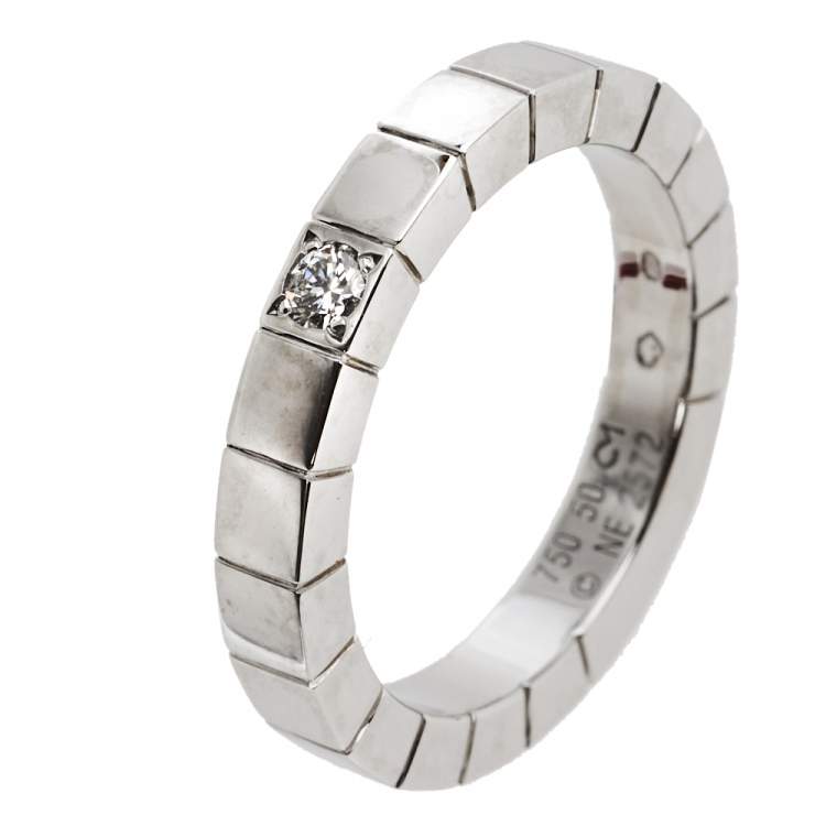 Pre Owned Cartier Lanières Diamond 18K White Gold Band Ring Size 50