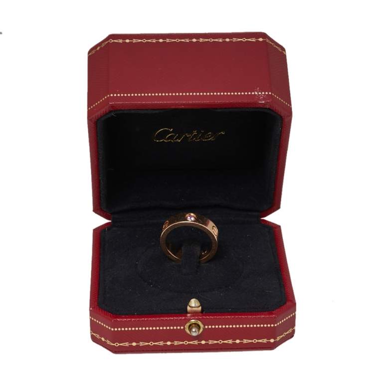 مملوكة مسبقًا Cartier Love Pink Sapphire 18K Rose Gold Ring Size 55