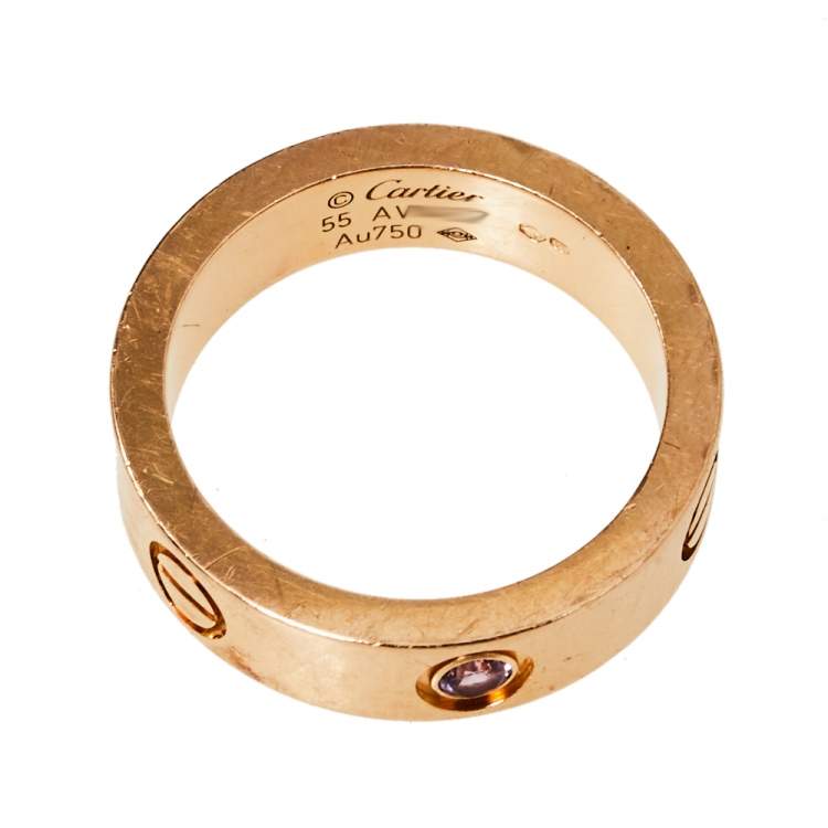 مملوكة مسبقًا Cartier Love Pink Sapphire 18K Rose Gold Ring Size 55