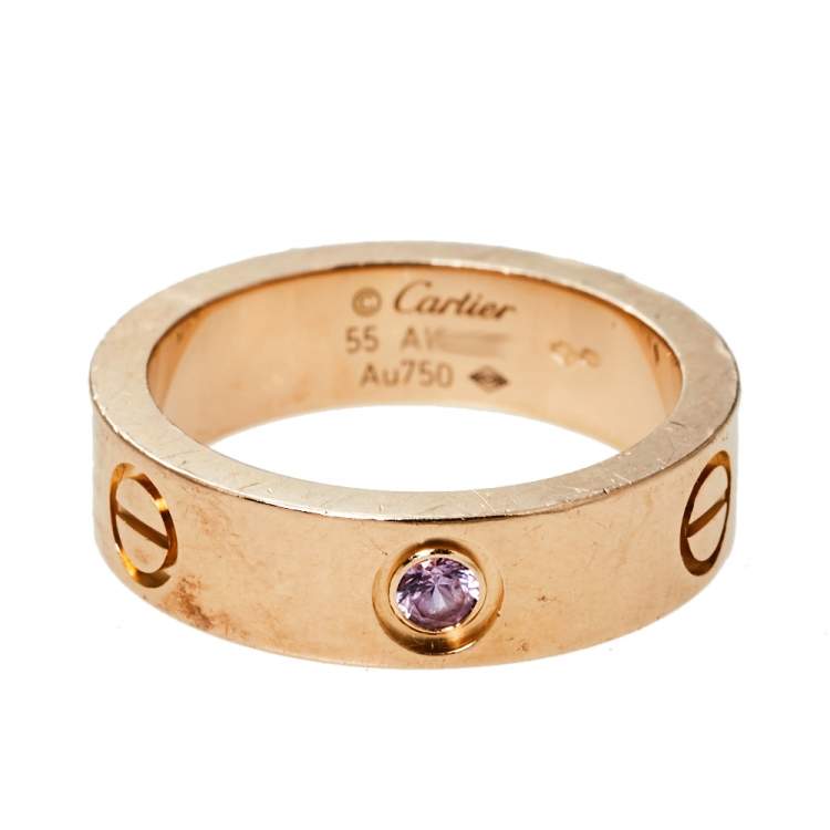 مملوكة مسبقًا Cartier Love Pink Sapphire 18K Rose Gold Ring Size 55