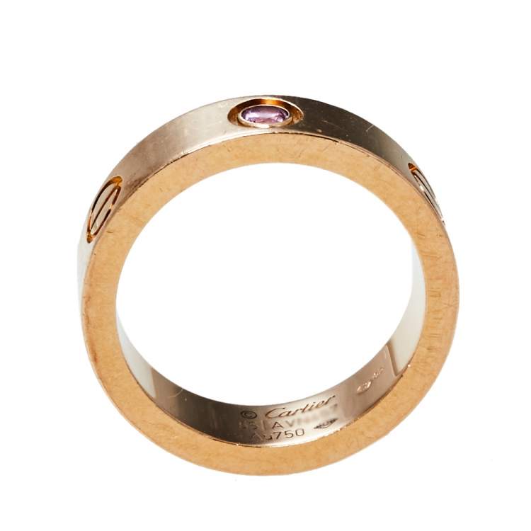 مملوكة مسبقًا Cartier Love Pink Sapphire 18K Rose Gold Ring Size 55