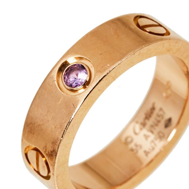 مملوكة مسبقًا Cartier Love Pink Sapphire 18K Rose Gold Ring Size 55
