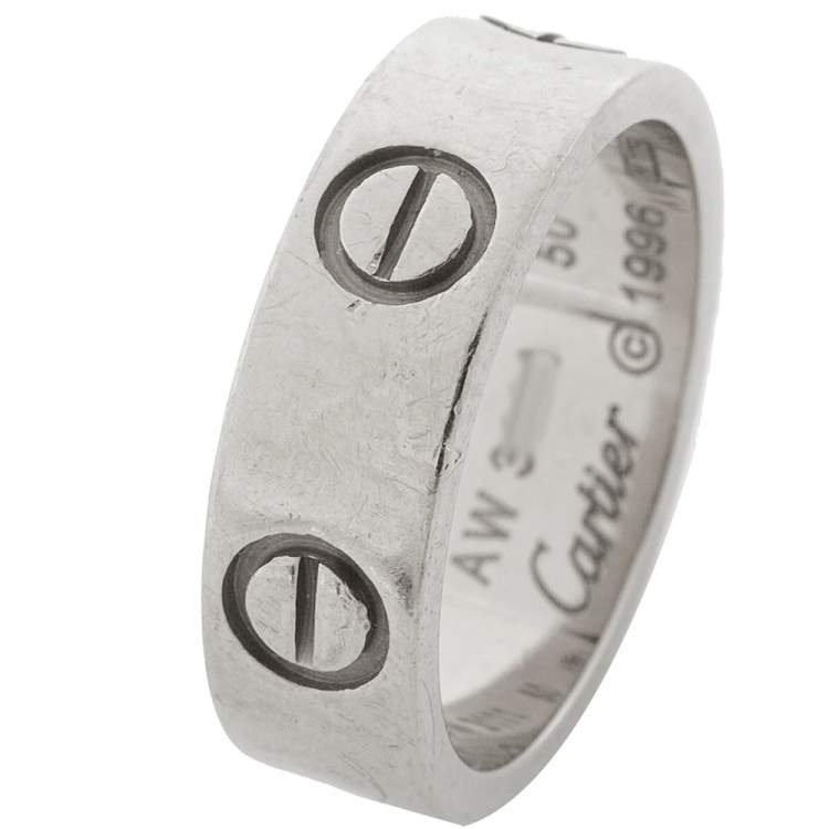 Pre Owned Cartier Vintage Love 18K White Gold Wedding Band Ring Size 50