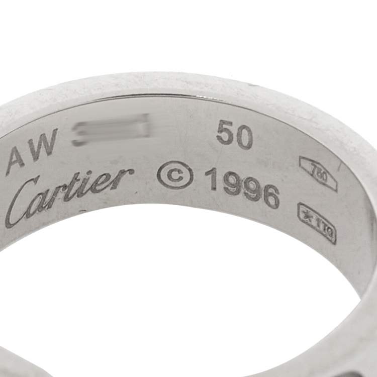 Pre Owned Cartier Vintage Love 18K White Gold Wedding Band Ring Size 50