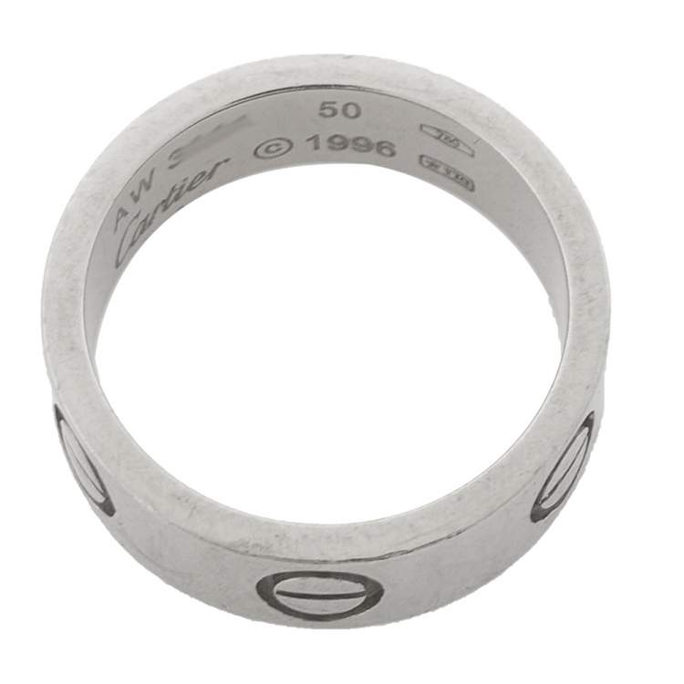 Pre Owned Cartier Vintage Love 18K White Gold Wedding Band Ring Size 50