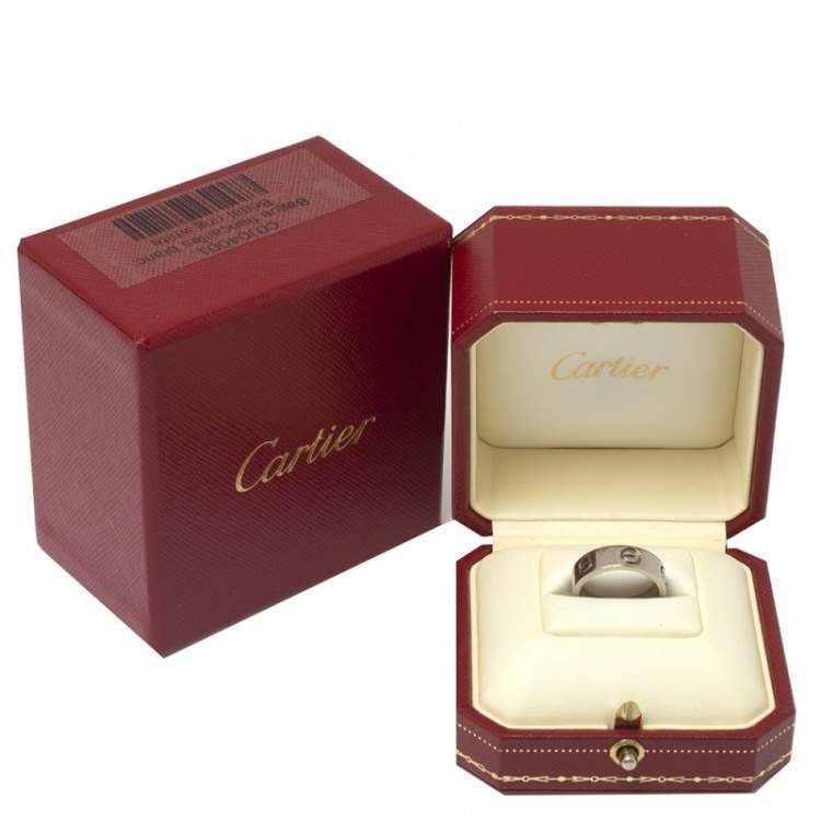 Pre Owned Cartier Vintage Love 18K White Gold Wedding Band Ring Size 50