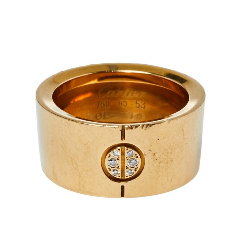 Pre Owned Cartier Love Cone Diamond 18K Yellow Gold Ring Size 53