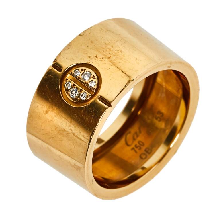 Pre Owned Cartier Love Cone Diamond 18K Yellow Gold Ring Size 53