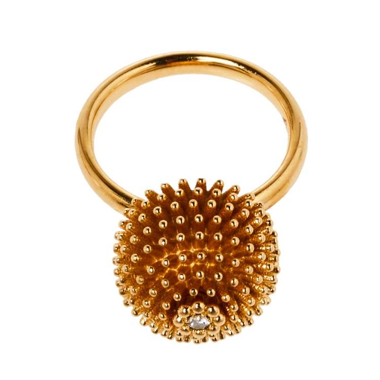 Pre Owned Cartier Cactus De Cartier Diamond 18K Rose Gold Ring Size 50