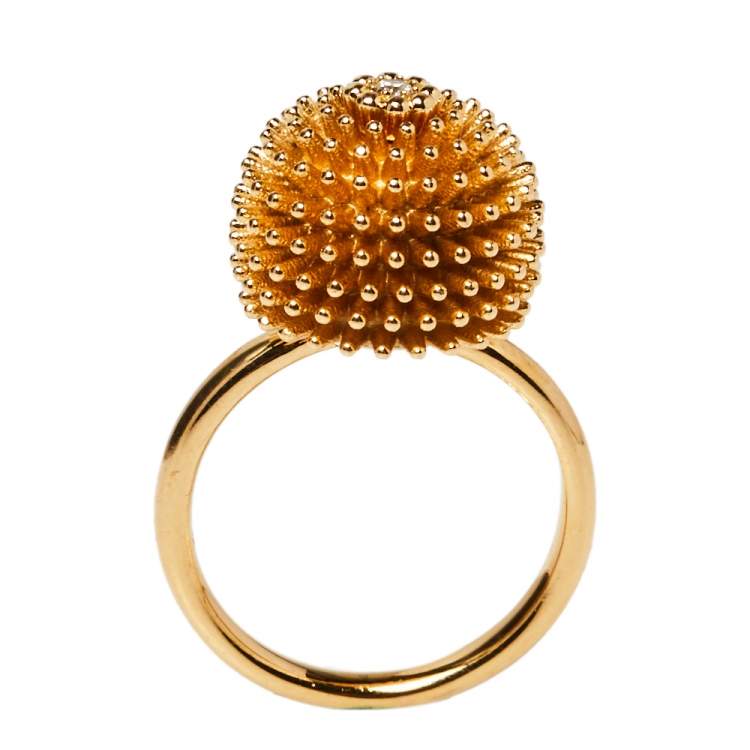 Pre Owned Cartier Cactus De Cartier Diamond 18K Rose Gold Ring Size 50