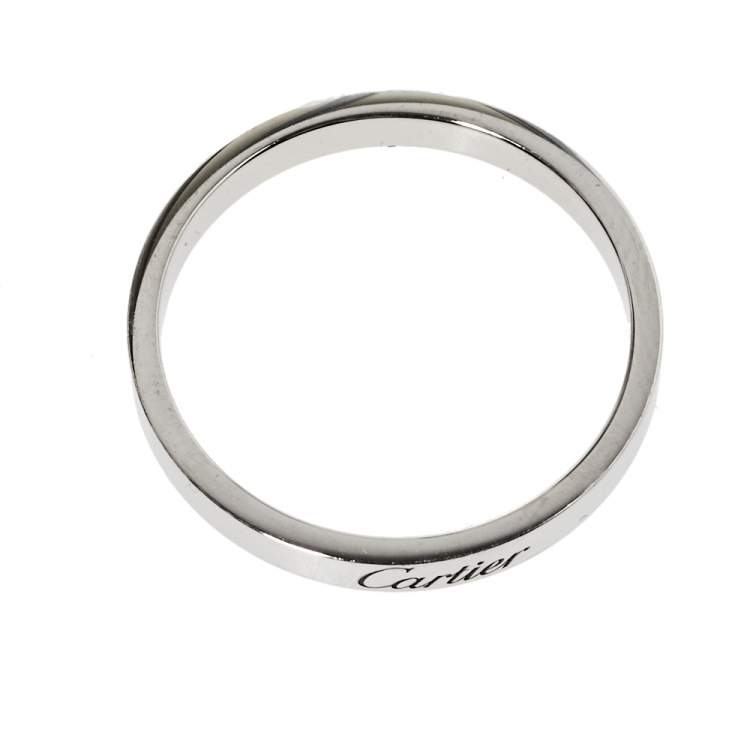 Pre Owned Cartier Engraved Platinum Wedding Band Ring Size 66