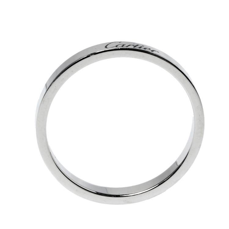 Pre Owned Cartier Engraved Platinum Wedding Band Ring Size 66