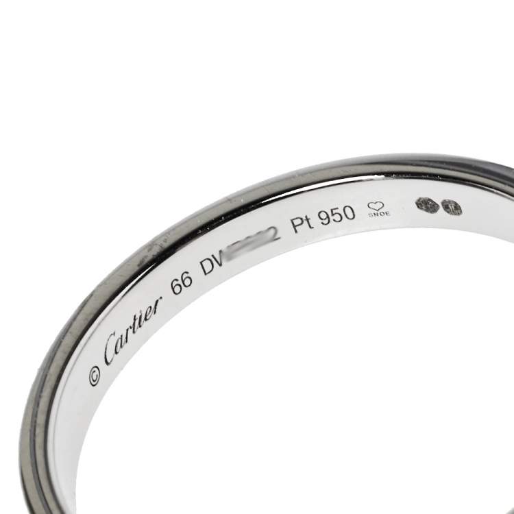 Pre Owned Cartier Engraved Platinum Wedding Band Ring Size 66