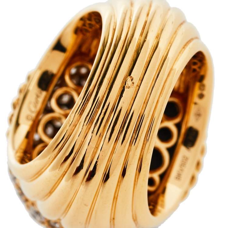 Pre Owned Cartier Paris Nouvelle Vague Black Jade Diamond 18K Rose Gold Cocktail Ring Size 56
