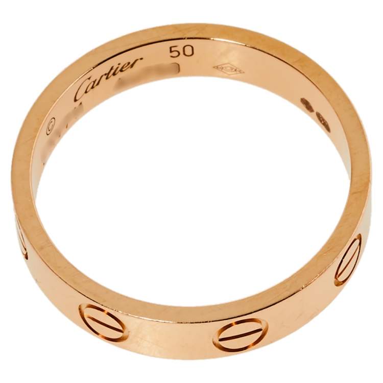 Pre Owned Cartier Love 18K Rose Gold Wedding Band Ring Size 50