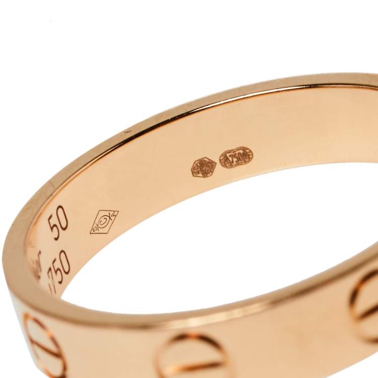Pre Owned Cartier Love 18K Rose Gold Wedding Band Ring Size 50