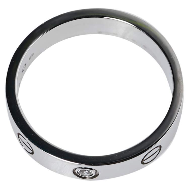 Pre Owned Cartier Love 1 Diamond 18K White Gold Wedding Band Ring Size 53
