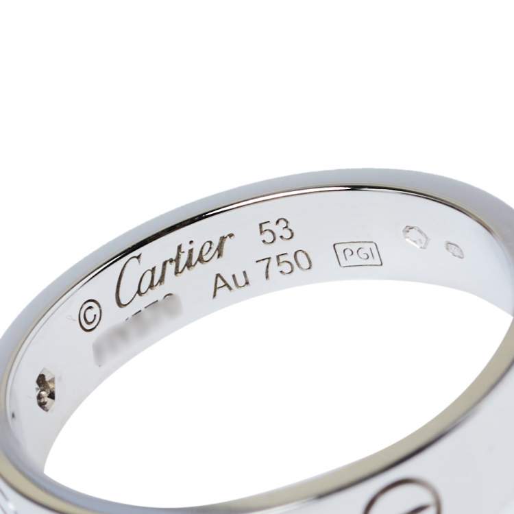 Pre Owned Cartier Love 1 Diamond 18K White Gold Wedding Band Ring Size 53