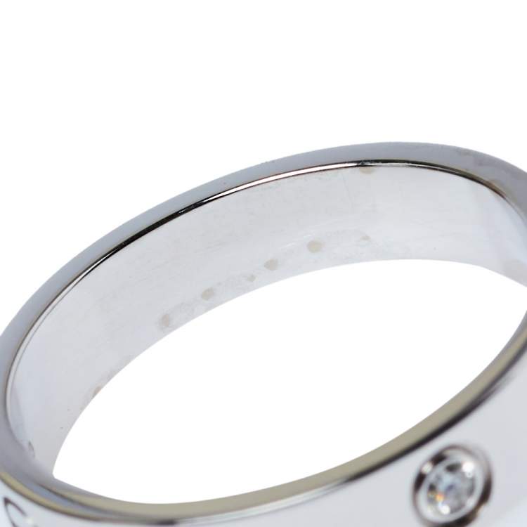 Pre Owned Cartier Love 1 Diamond 18K White Gold Wedding Band Ring Size 53