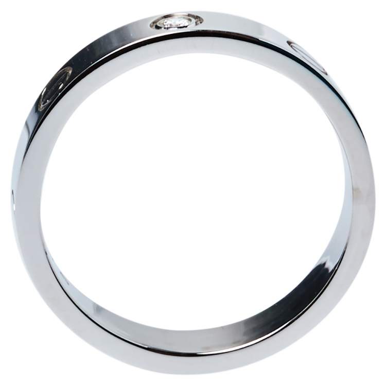 Pre Owned Cartier Love 1 Diamond 18K White Gold Wedding Band Ring Size 53
