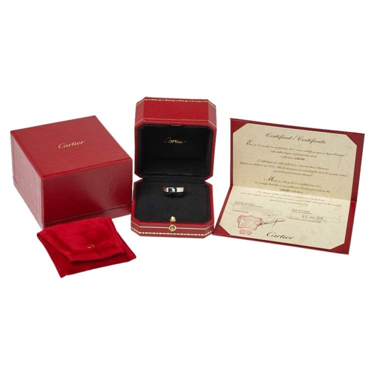 Pre Owned Cartier Love 1 Diamond 18K White Gold Wedding Band Ring Size 53