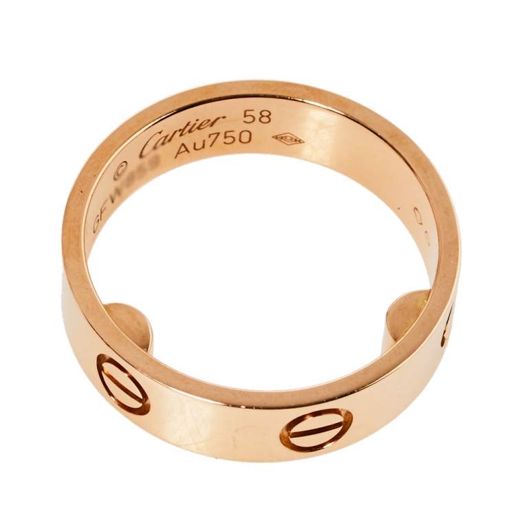 Pre Owned Cartier Love 18K Rose Gold Ring Size 58
