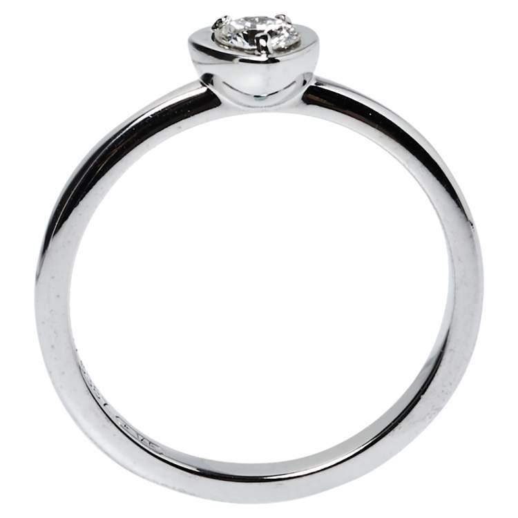 Pre Owned Cartier Diamants Légers Heart Motif Diamond 18K White Gold Ring Size 48