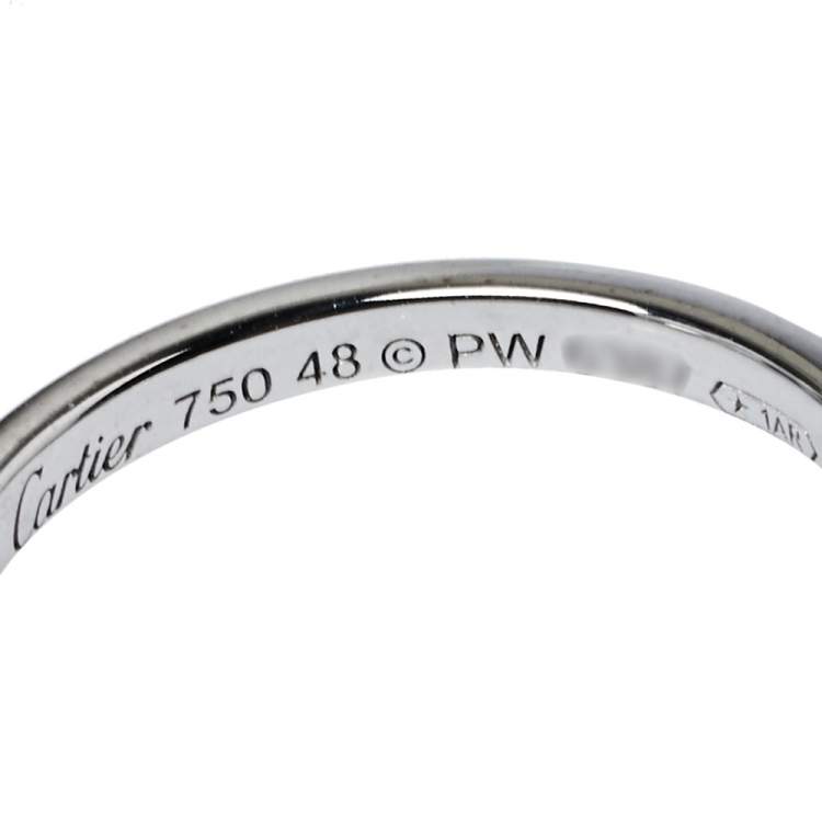 Pre Owned Cartier Diamants Légers Heart Motif Diamond 18K White Gold Ring Size 48