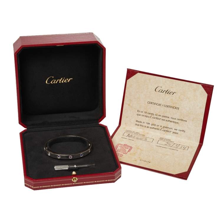 Pre Owned Cartier Love  Multicolor Gemstones 18K White Gold Bracelet 17