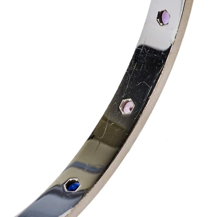 Pre Owned Cartier Love  Multicolor Gemstones 18K White Gold Bracelet 17