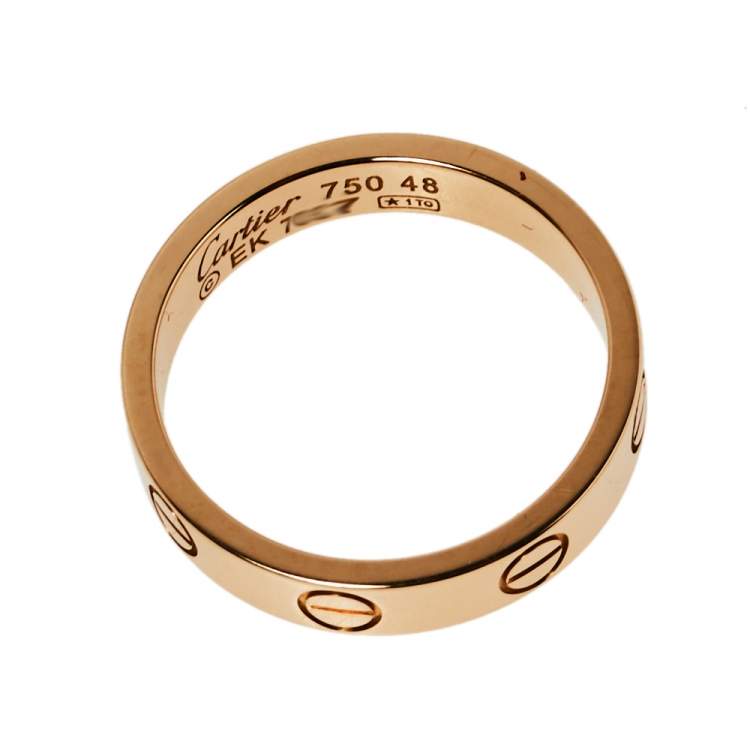 Pre Owned Cartier Love 18K Rose Gold Wedding Band Ring Size 48