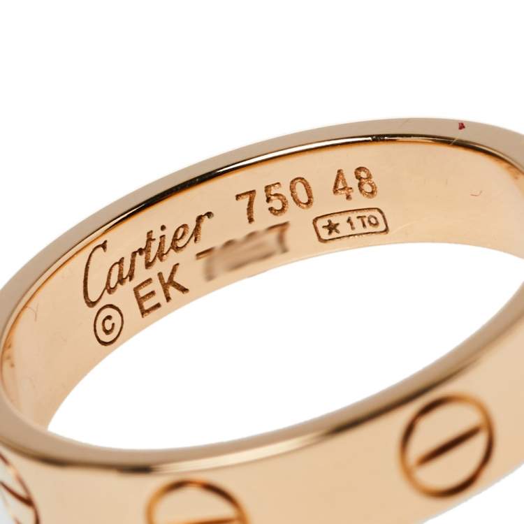 Pre Owned Cartier Love 18K Rose Gold Wedding Band Ring Size 48