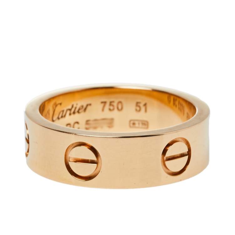 Pre Owned Cartier Love 18K Rose Gold Ring Size 51