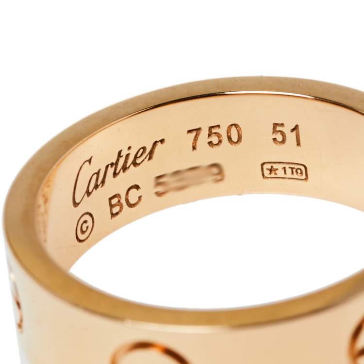 Pre Owned Cartier Love 18K Rose Gold Ring Size 51
