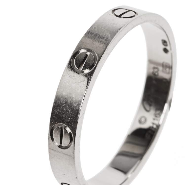 Pre Owned Cartier Love 18K White Gold Wedding Band Ring Size 63