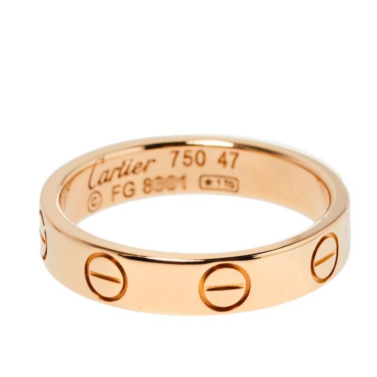 Pre Owned Cartier Love 18K Rose Gold Wedding Band Ring Size 47