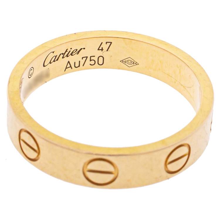 Pre Owned Cartier Love 18K Yellow Gold Narrow Wedding Band Ring Size 47