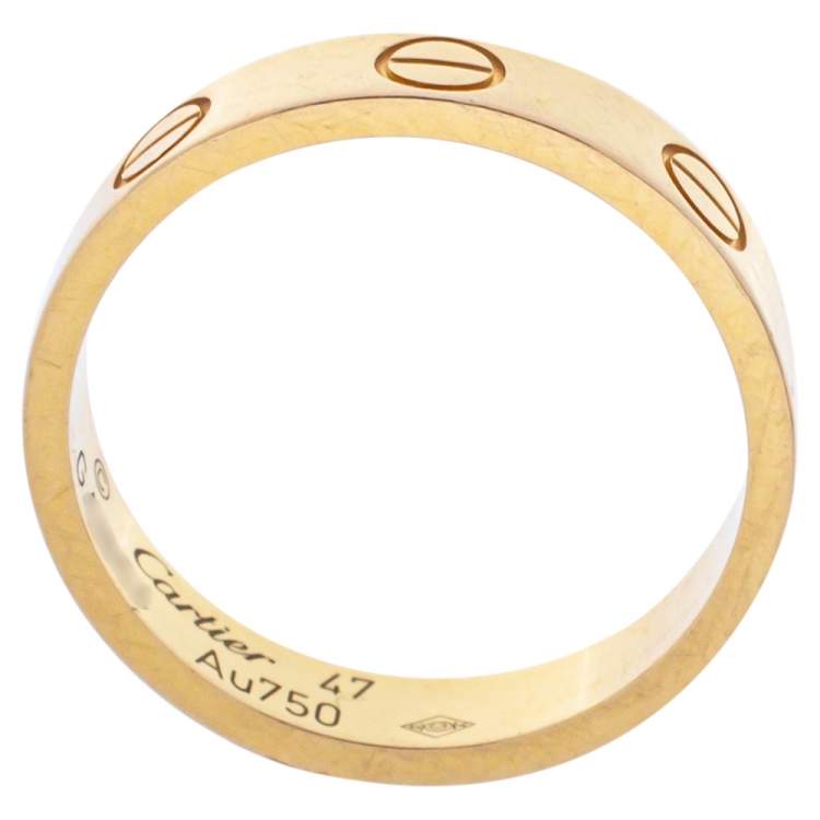 Pre Owned Cartier Love 18K Yellow Gold Narrow Wedding Band Ring Size 47