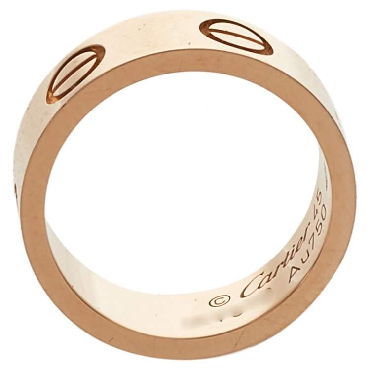 Pre Owned Cartier Love 18K Rose Gold Band Ring Size 45