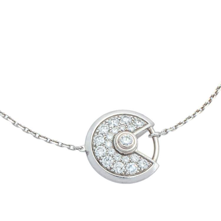 مملوكة مسبقًا Cartier Amulette de Cartier Diamond 18K White Gold Bracelet XS