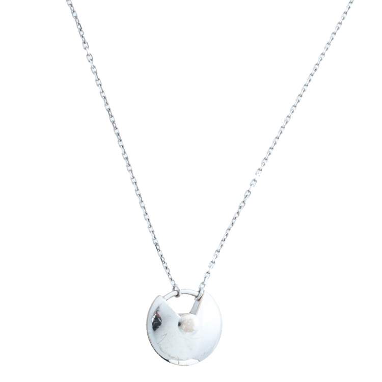 Pre Owned Cartier Amulette de Cartier Diamond 18K White Gold Pendant Necklace
